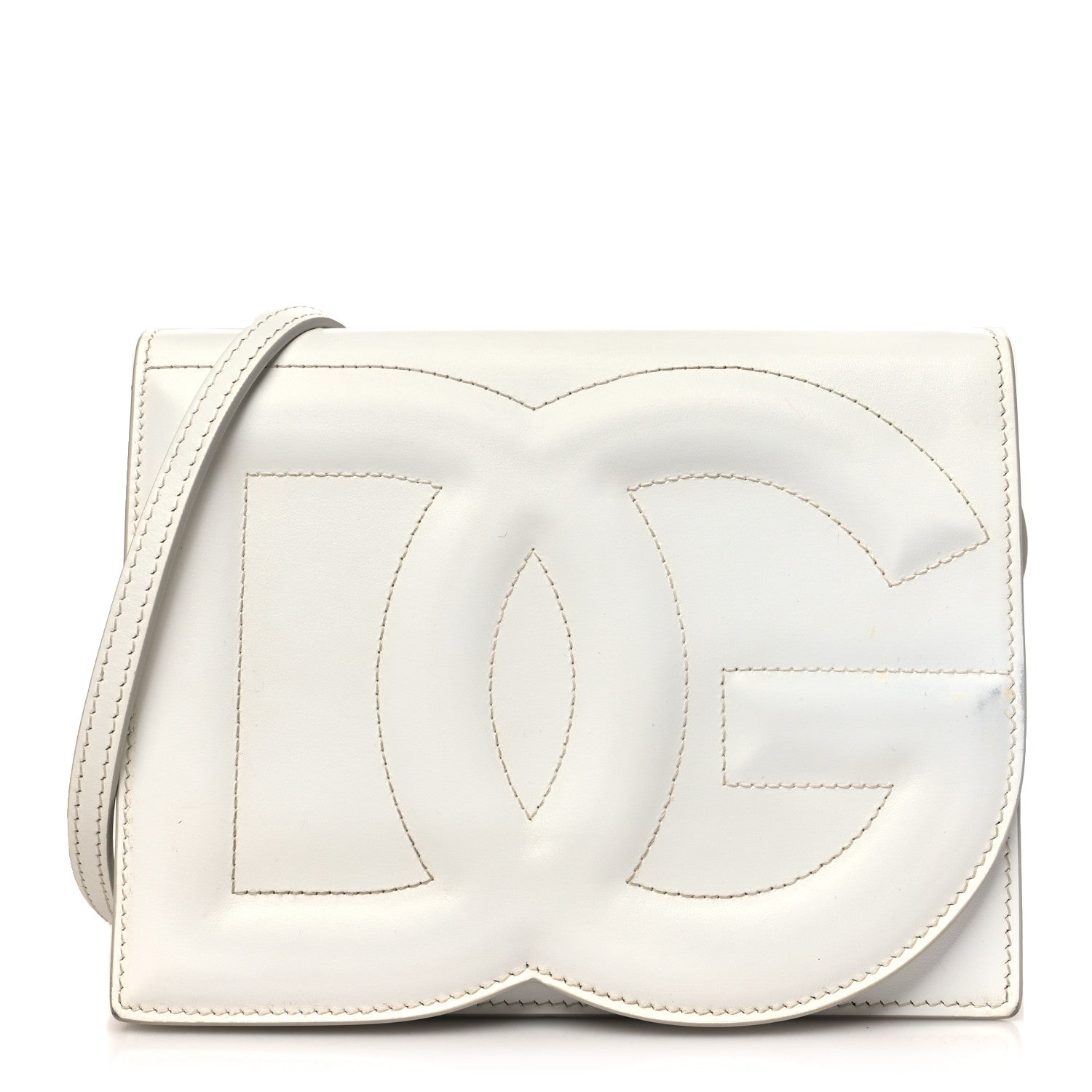 Dolce & Gabbana Calfskin DG Logo Flap Crossbody Bag White 1677021