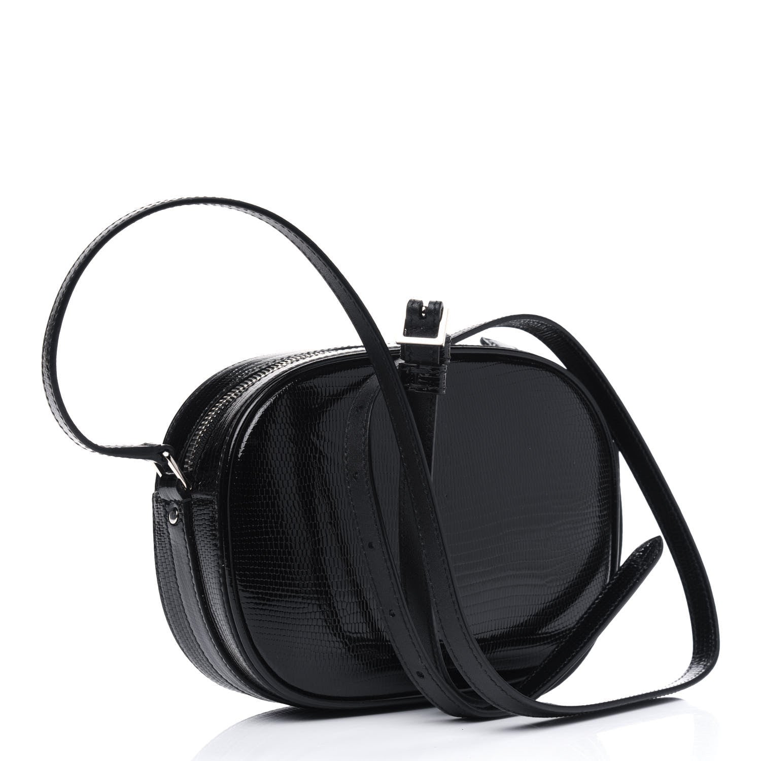 Saint Laurent Calfskin Lizard Embossed Le 61 Camera Bag Black 2 of 8