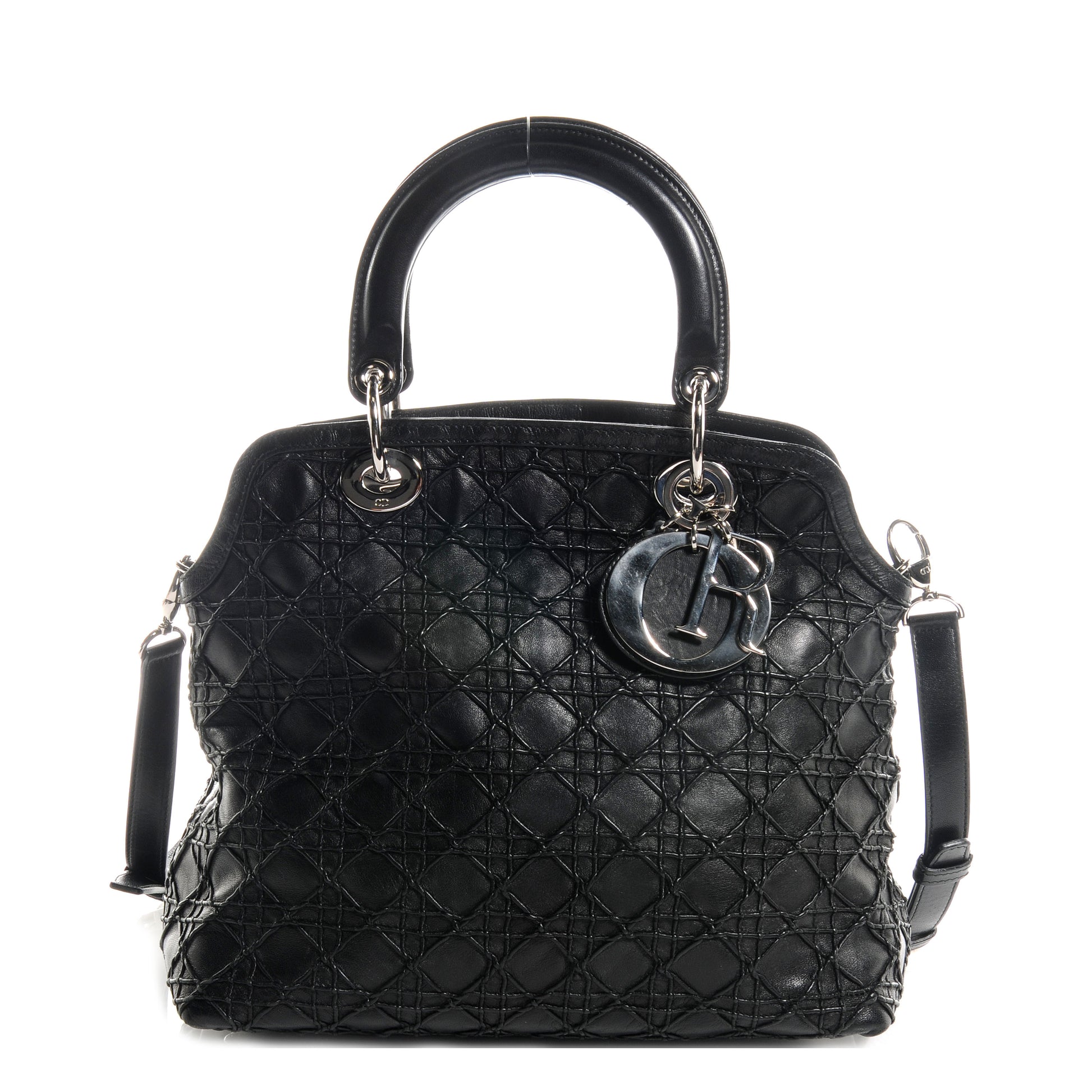 Christian Dior Lambskin Cannage Medium Granville Tote Black 1 of 8