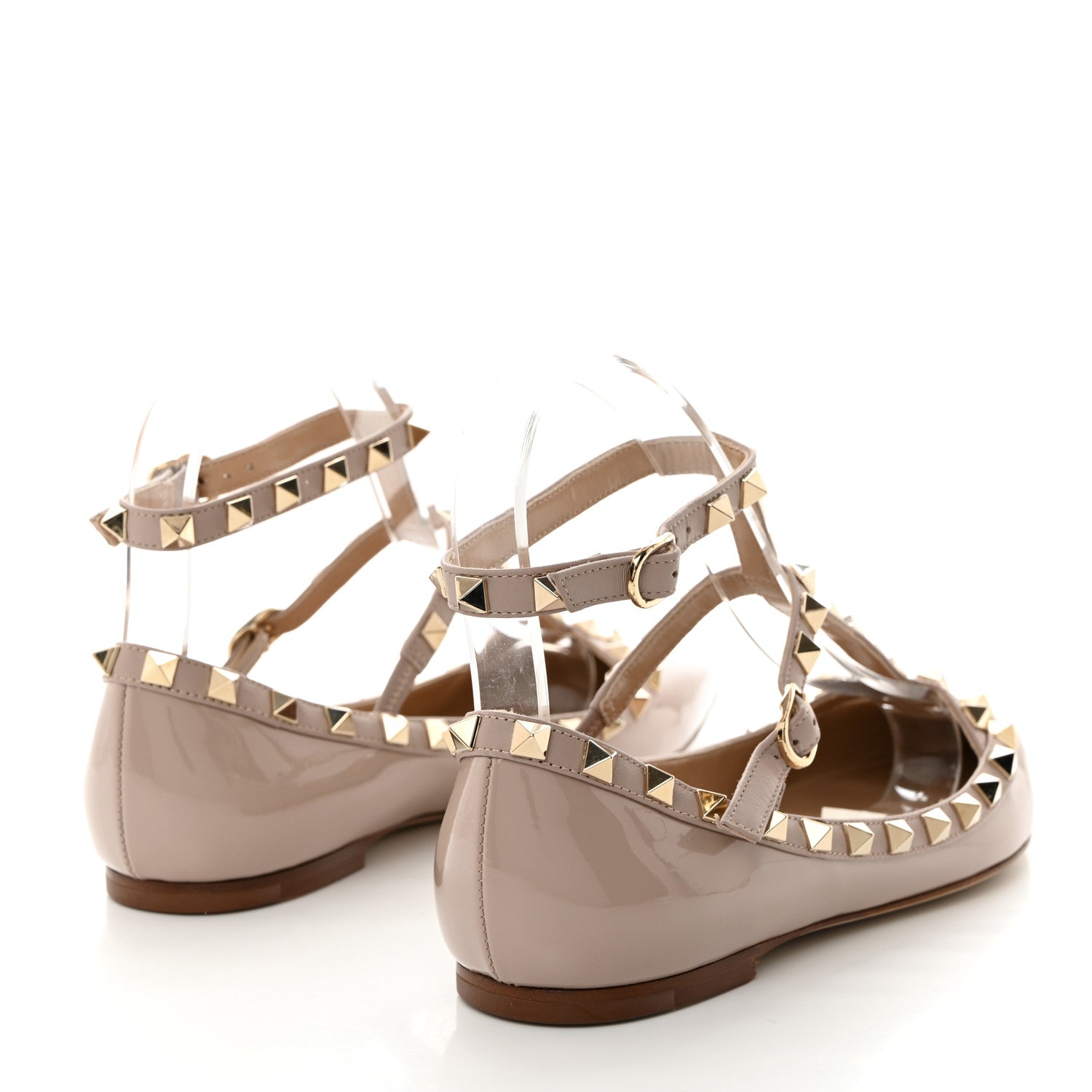 Valentino Garavani Patent Rockstud Cage Ballerina Flats 36 Poudre 4 of 9