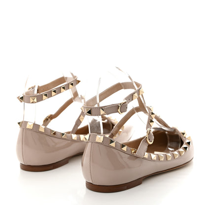 Valentino Garavani Patent Rockstud Cage Ballerina Flats 36 Poudre 4 of 9
