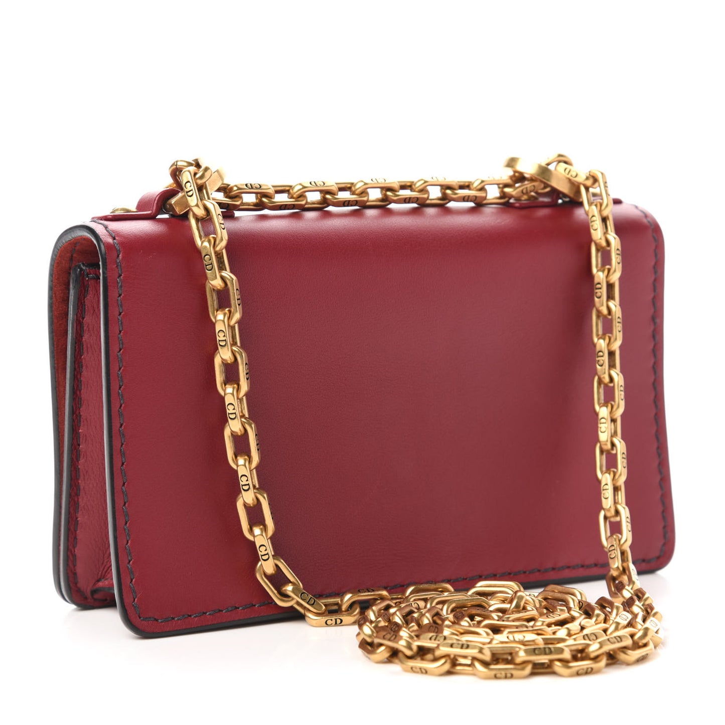 Calfskin Mini J'Adior Chain Flap Bag Red