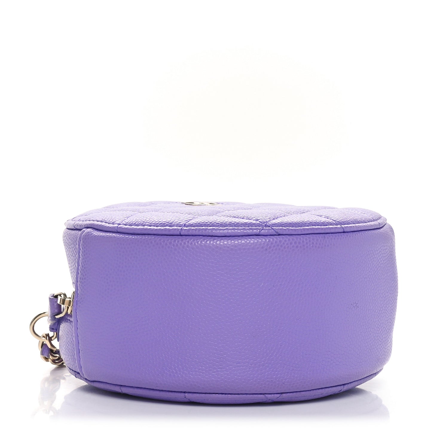 Caviar Quilted Round Clutch With Chain Purple