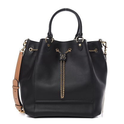 Fendi Vitello Grace King Karligraphy Chain Bucket Bag Black Bisquit 1 of 7