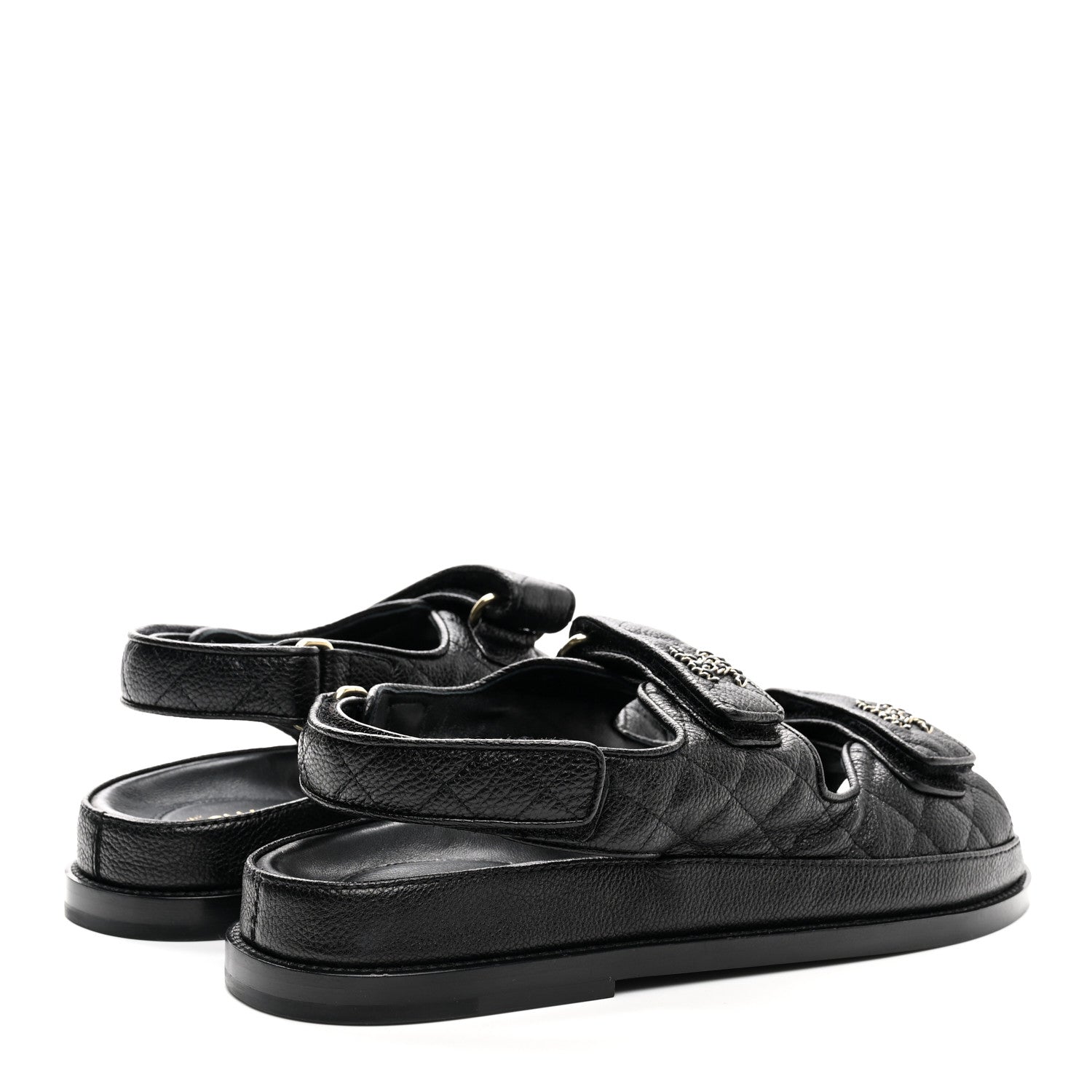 Chanel Grained Calfskin Velcro Dad Sandals 38.5 Black 4 of 11