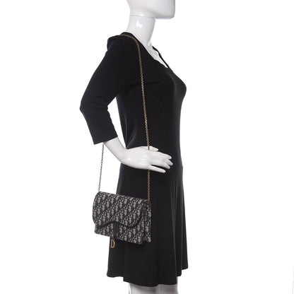 Christian Dior Oblique Saddle Chain Pouch Blue 2 of 9