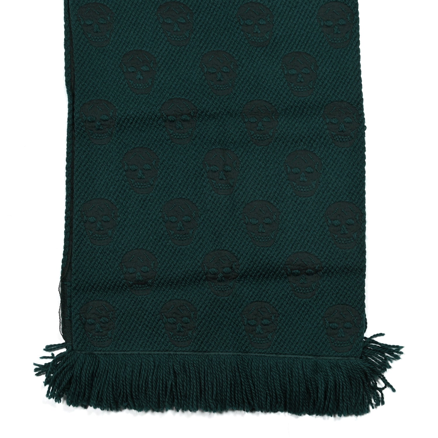 Alexander McQueen Wool Large Reversible Skull Scarf Blue Green 3 of 5