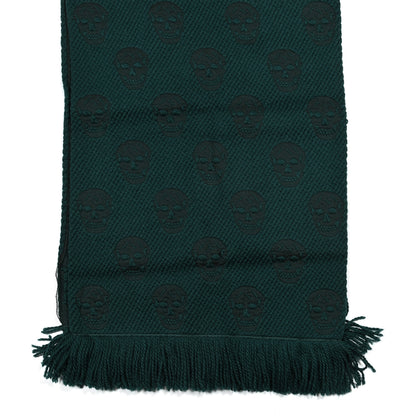 Alexander McQueen Wool Large Reversible Skull Scarf Blue Green 3 of 5