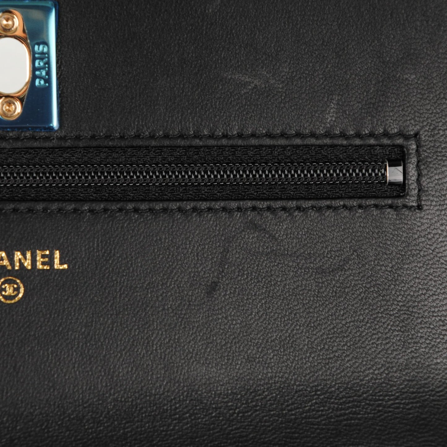 Lambskin Quilted Trendy CC Wallet On Chain WOC Black