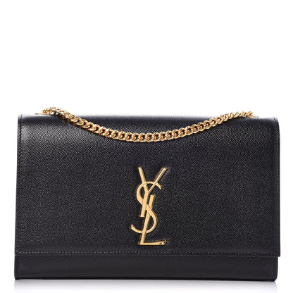 Saint Laurent Grain De Poudre Medium Classic Monogram Kate Satchel Black 1 of 6