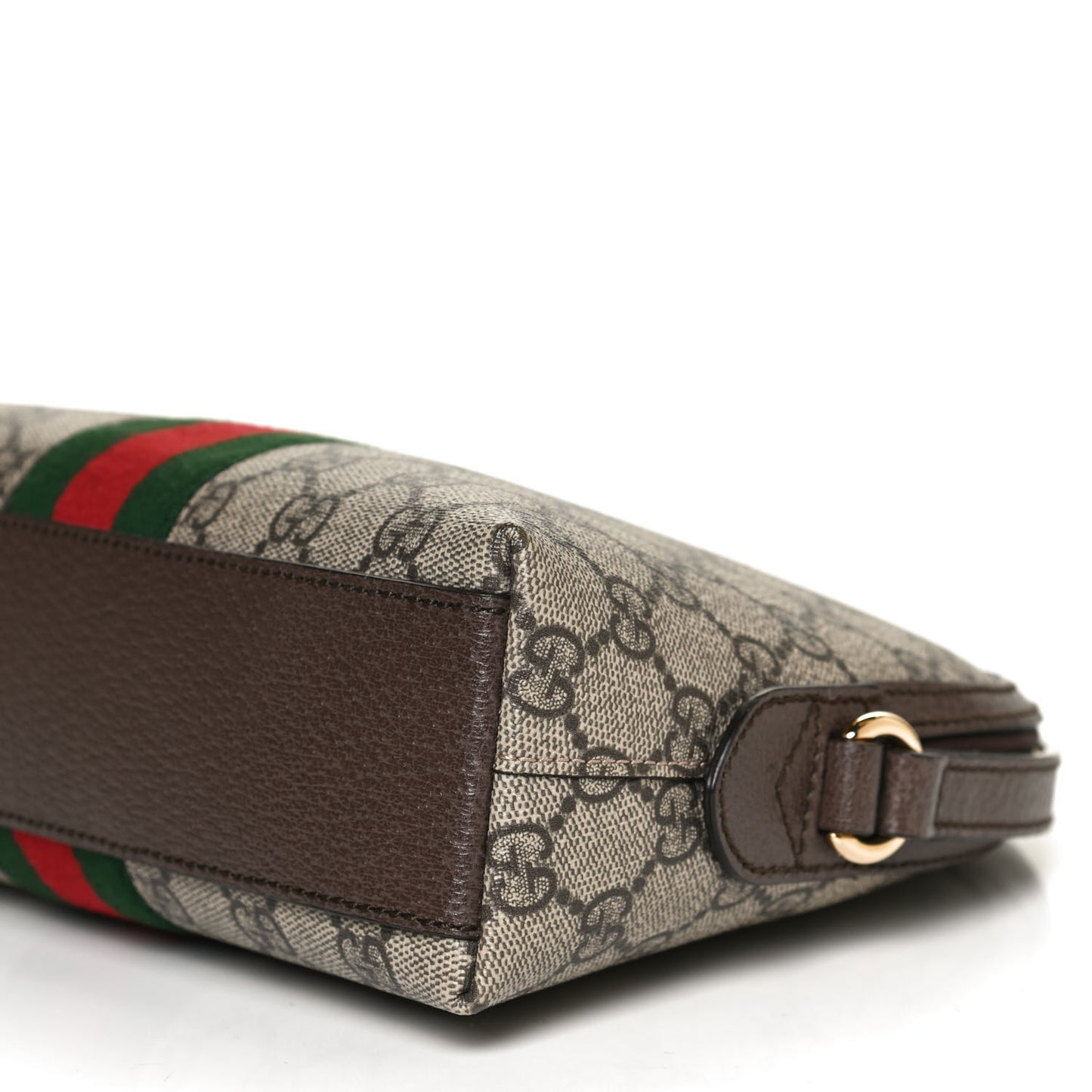 GG Supreme Monogram Textured Dollar Calfskin Web Small Ophidia Dome Shoulder Bag Beige Ebony New Acero