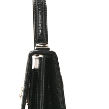 Balenciaga Patent Calfskin Lizard Embossed XS Sharp Top Handle Bag Black 11 of 14