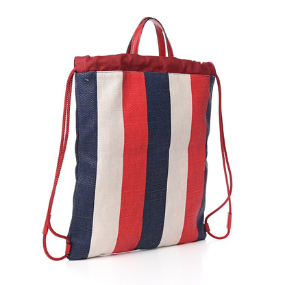 Gucci Canvas Logo Sylvie Stripe Drawstring Backpack Red 2 of 9