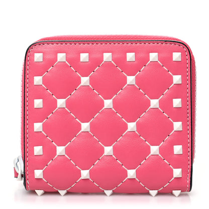 Valentino Garavani Lambskin Free Rockstud Spike Compact Zip Around Wallet Shadow Pink 1 of 10