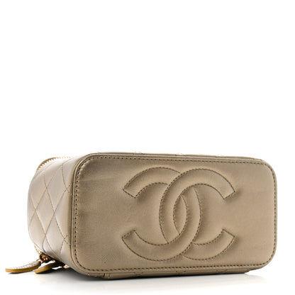Chanel Metallic Lambskin Quilted Small CC Vanity Case With Chain Gold Gold 4 of 14