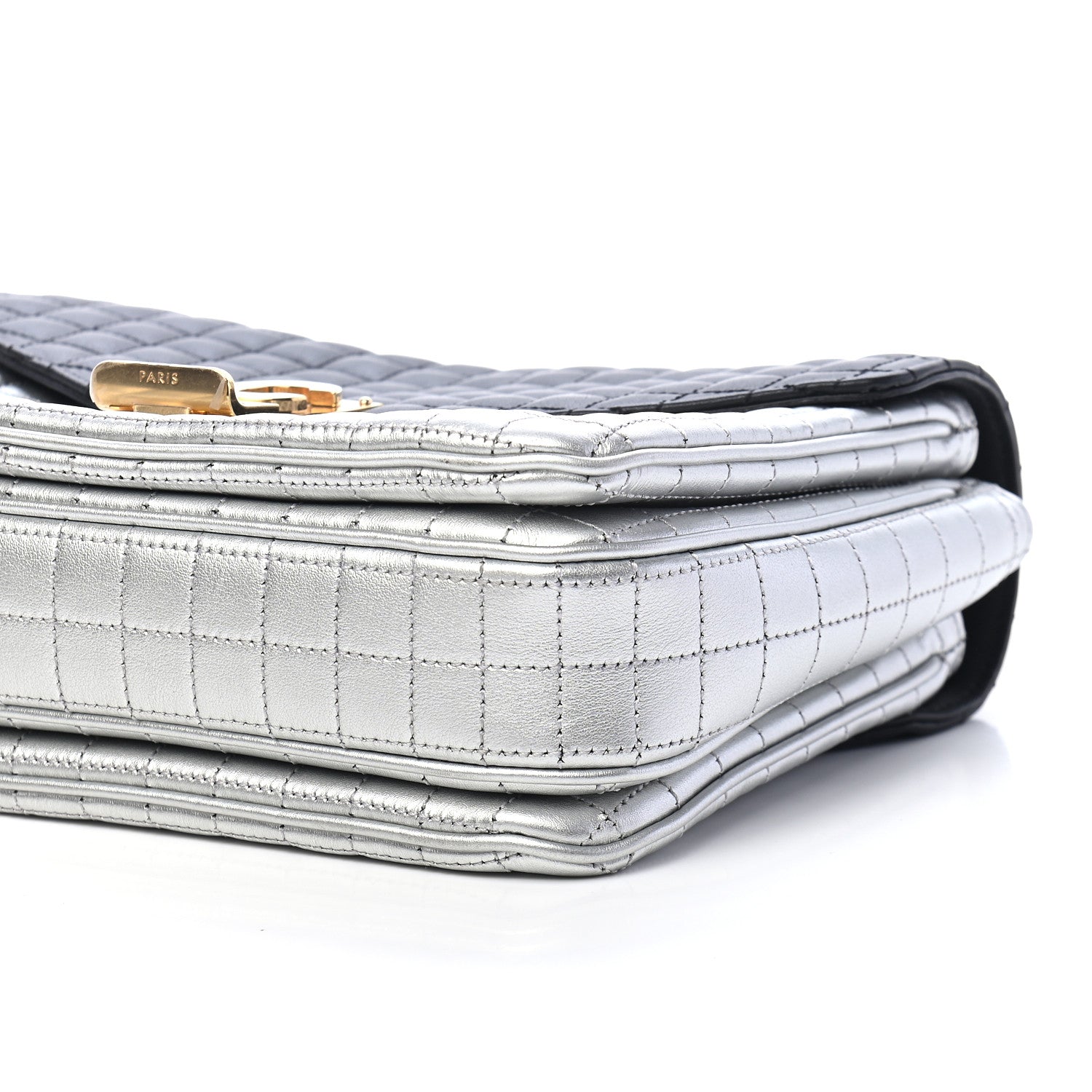 Celine Calfskin Quilted Medium C Bag Black White 8 of 8