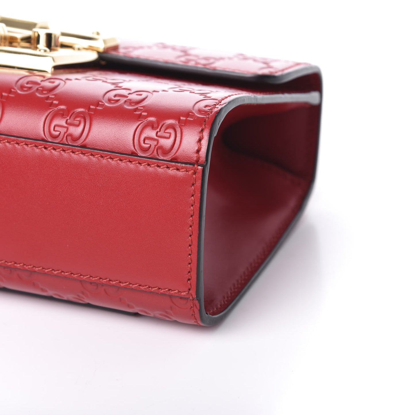 Guccissima Small Padlock Shoulder Bag Hibiscus Red
