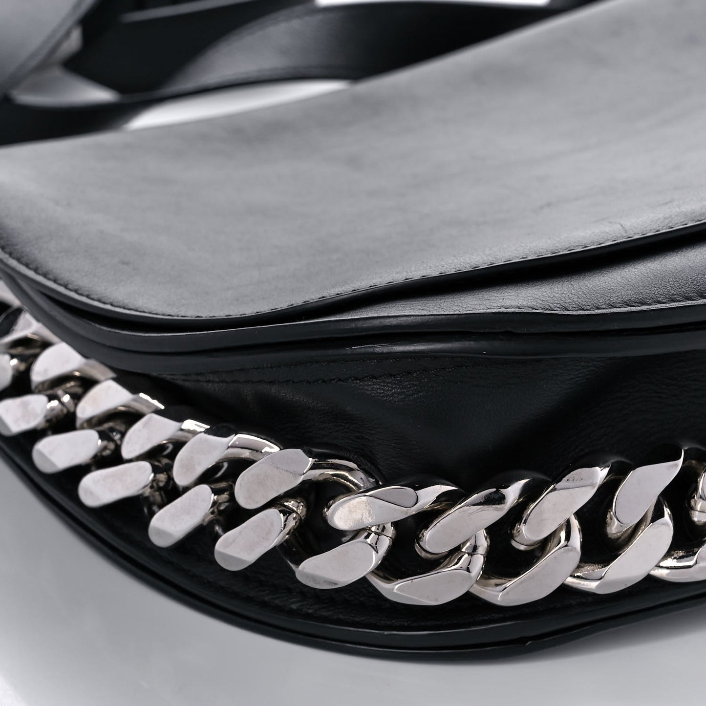 Calfskin Mini Infinity Saddle Bag Black