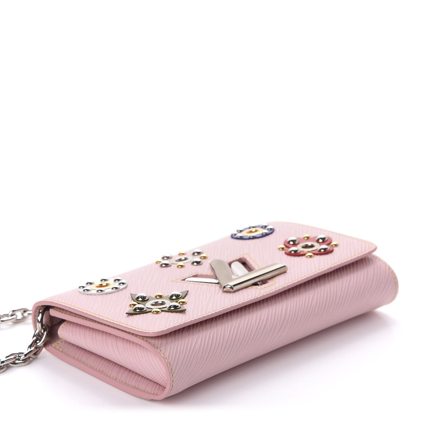Epi Mechanical Flowers Twist Chain Wallet Rose Ballerine