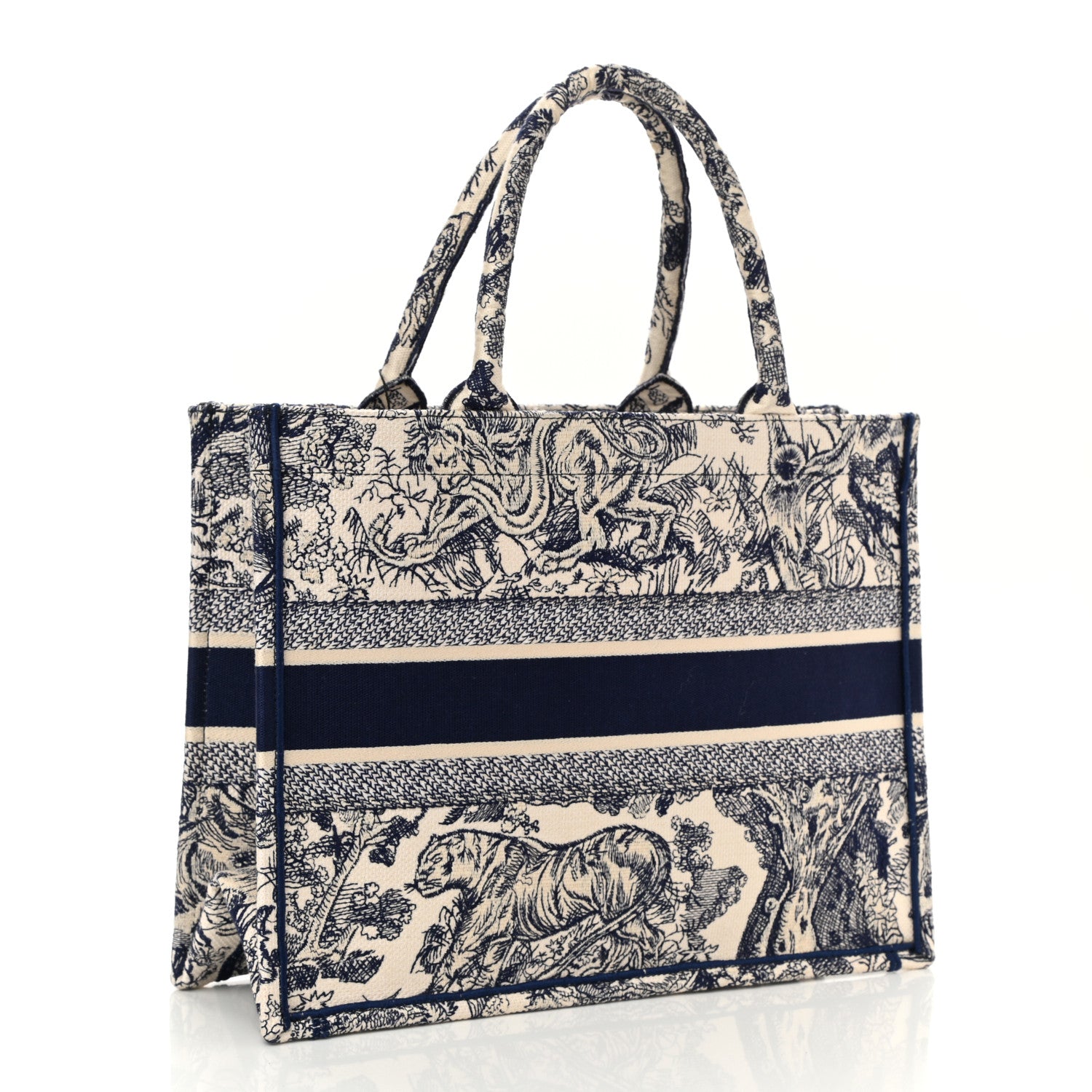 Christian Dior Canvas Embroidered Medium Dioriviera Toile De Jouy Book Tote Blue 2 of 9
