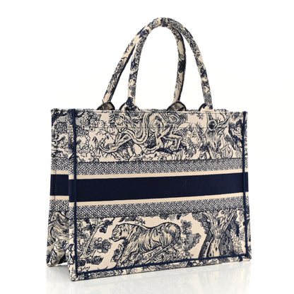 Christian Dior Canvas Embroidered Medium Dioriviera Toile De Jouy Book Tote Blue 2 of 9