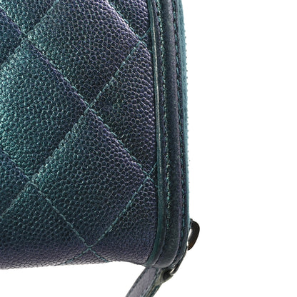 Chanel Iridescent Caviar Quilted Medium Filigree Zip Around Wallet Dark Turquoise 9 of 14
