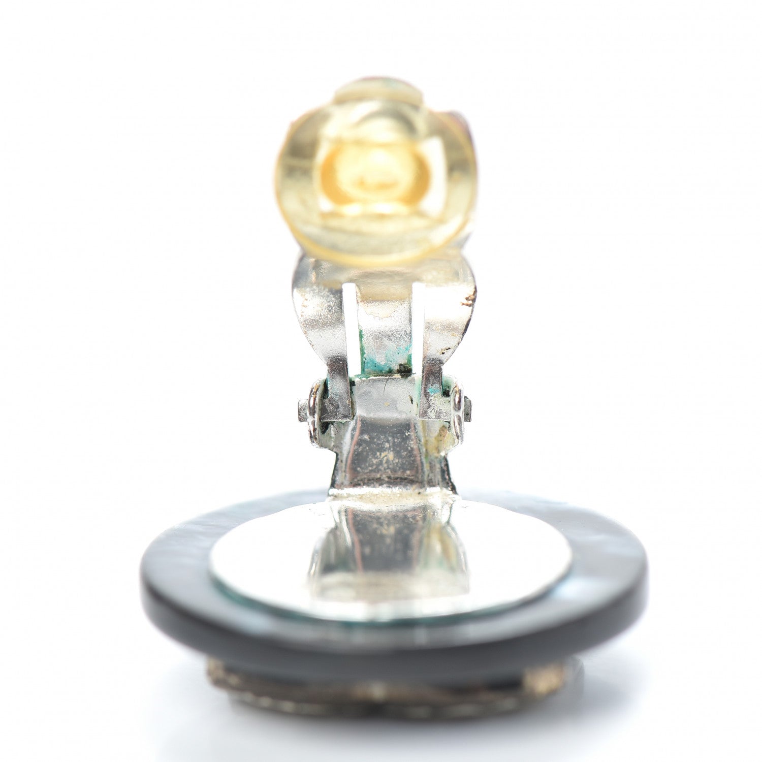 Chanel Abalone Crystal CC Clip On Earrings 4 of 5