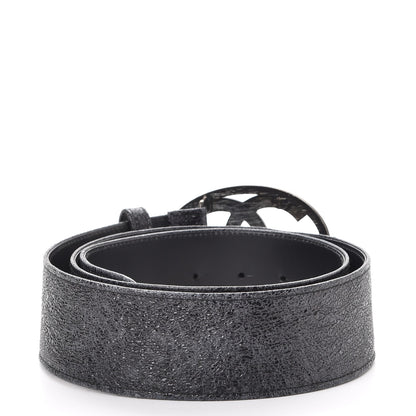 Chanel Metallic Crackled Calfskin CC Belt 95 38 Black 3 of 9