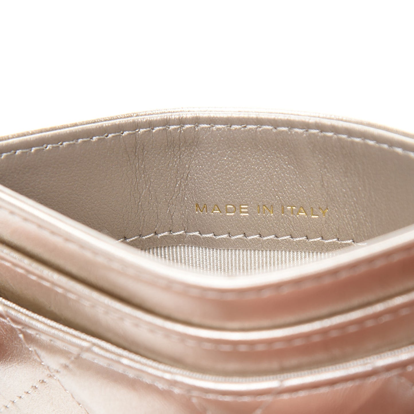 Metallic Aged Calfskin Quilted Reissue Card Holder Gold