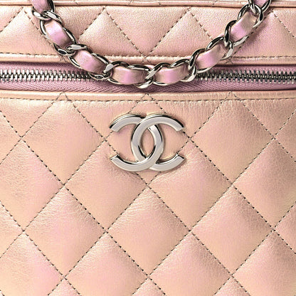 Chanel Iridescent Calfskin Quilted Small Top Handle Vanity Case With Chain Pink 8 of 12