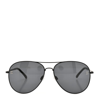 Chanel Metal Polarized Pilot Winter Sunglasses 4189-T-Q Black 2 of 7