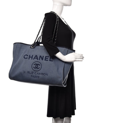 Chanel Canvas Sequin Large Deauville Tote Navy 2 of 10