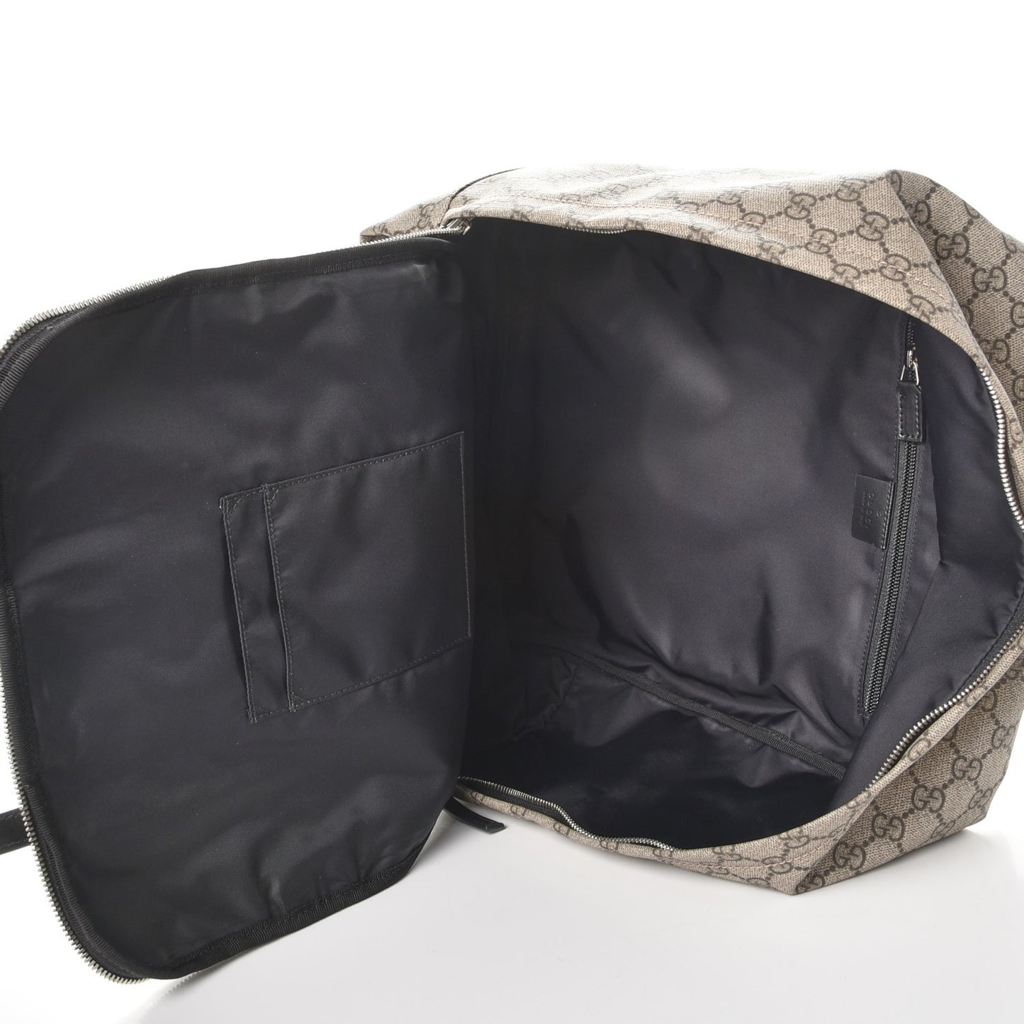 Soft GG Supreme Monogram Appia Calfskin Web Tote Backpack Beige Ebony Black