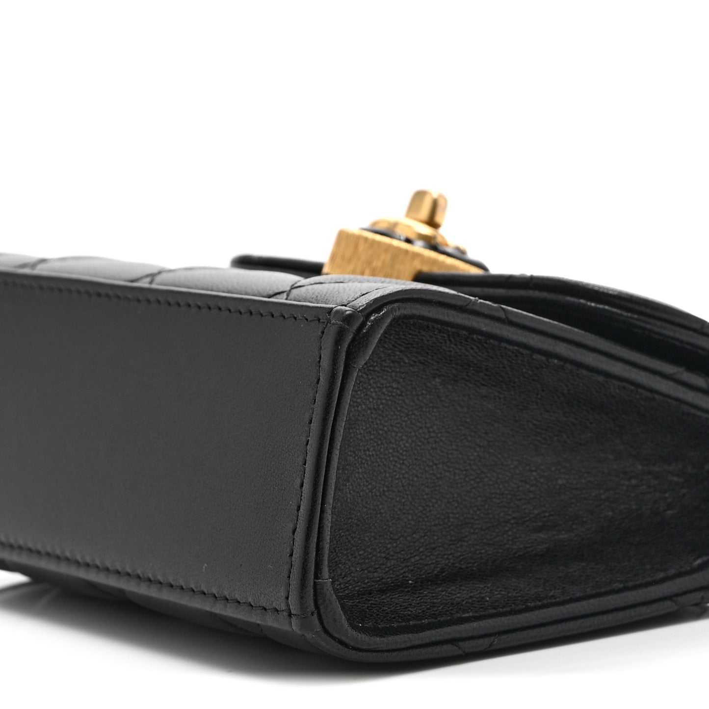 Lambskin Plexiglass Quilted Coco Love Clutch With Chain Black