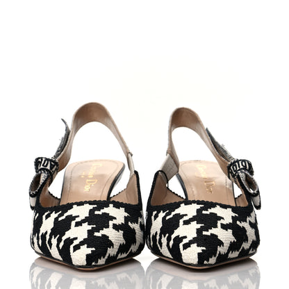 Christian Dior Cotton Ribbon Macro Houndstooth J'Adior Slingback 65mm Pumps 36.5 White Black 2 of 10