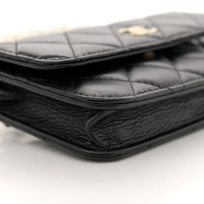 Chanel Calfskin Quilted Maxi Pearls Clutch With Chain Black 10 of 12
