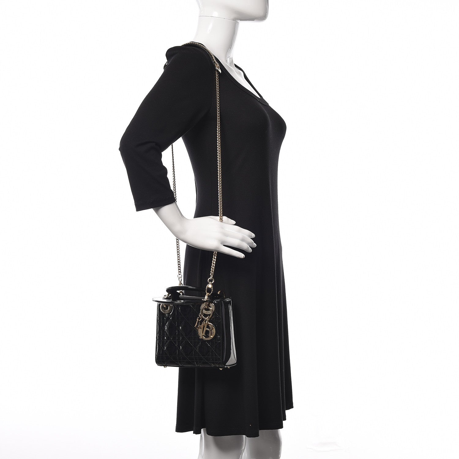 Christian Dior Patent Cannage Mini Lady Dior Black 2 of 16