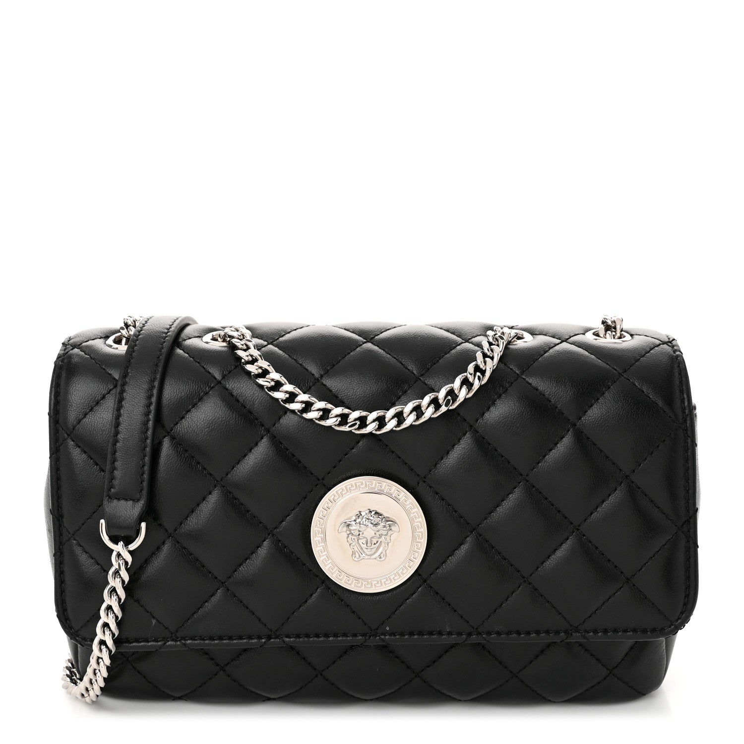 Versace Nappa Quilted Medusa Small Chain Shoulder Bag Black 1 of 9