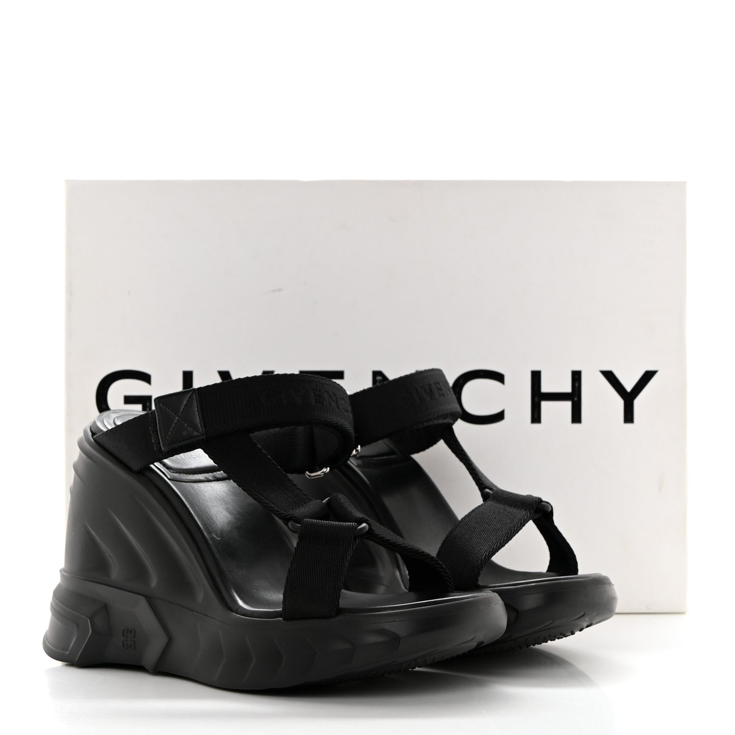 Rubber Marshmallow Wedge Strap Sandals 38 Black