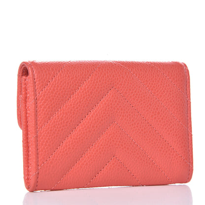 Chanel Caviar Chevron Quilted Card Holder Coral 3 of 8