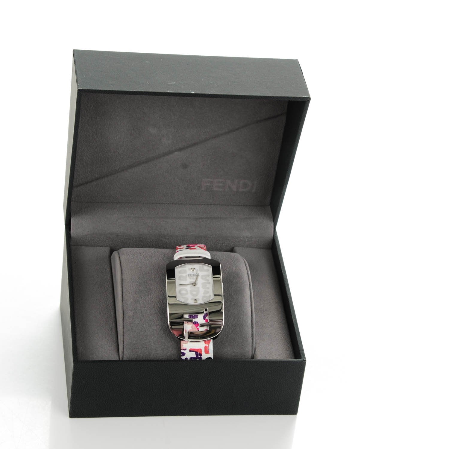 Fendi Stainless Steel Calfskin Diamond 29mm Chameleon Graffiti Quartz Watch 10 of 10