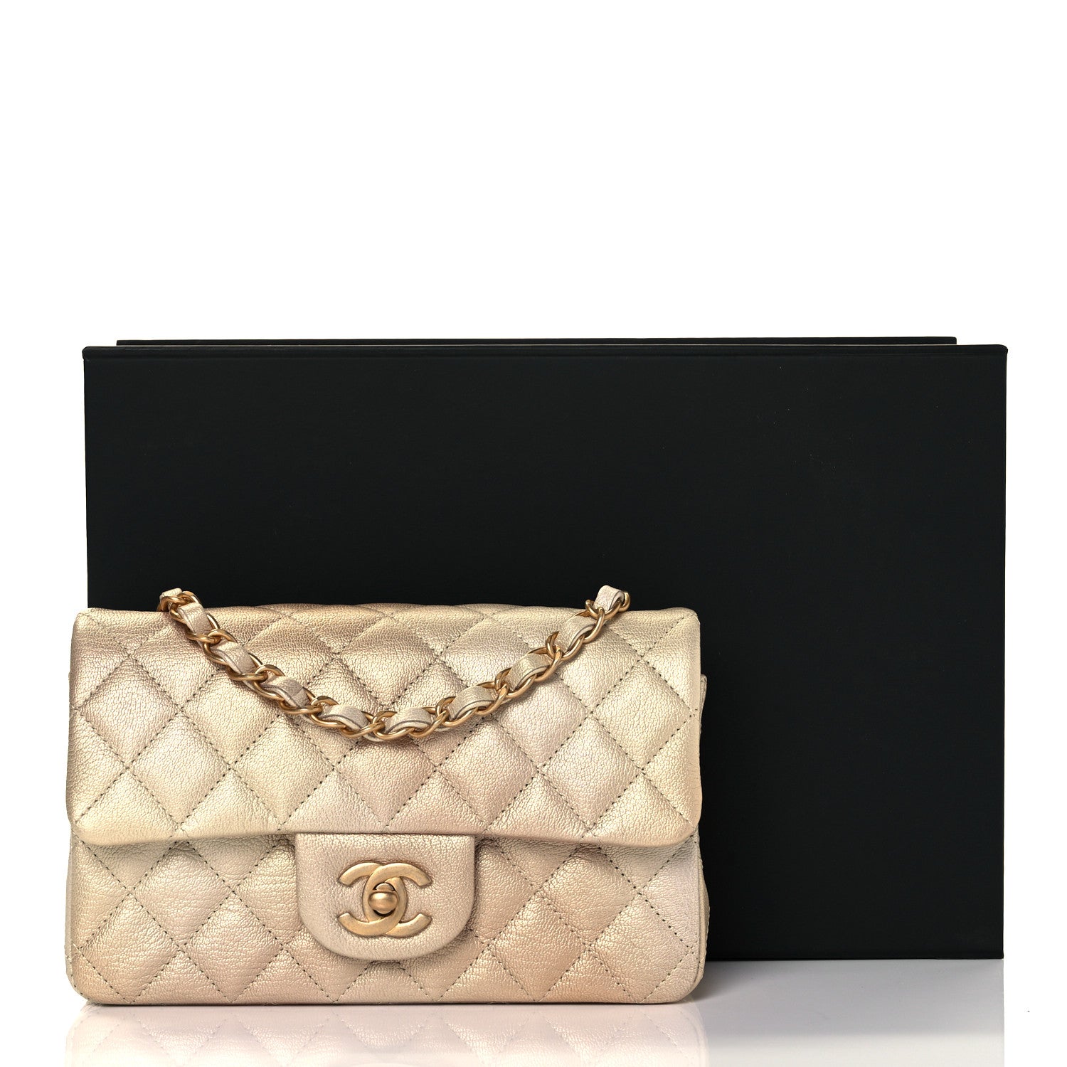 Chanel Metallic Goatskin Quilted Mini Rectangular Flap Gold 10 of 10