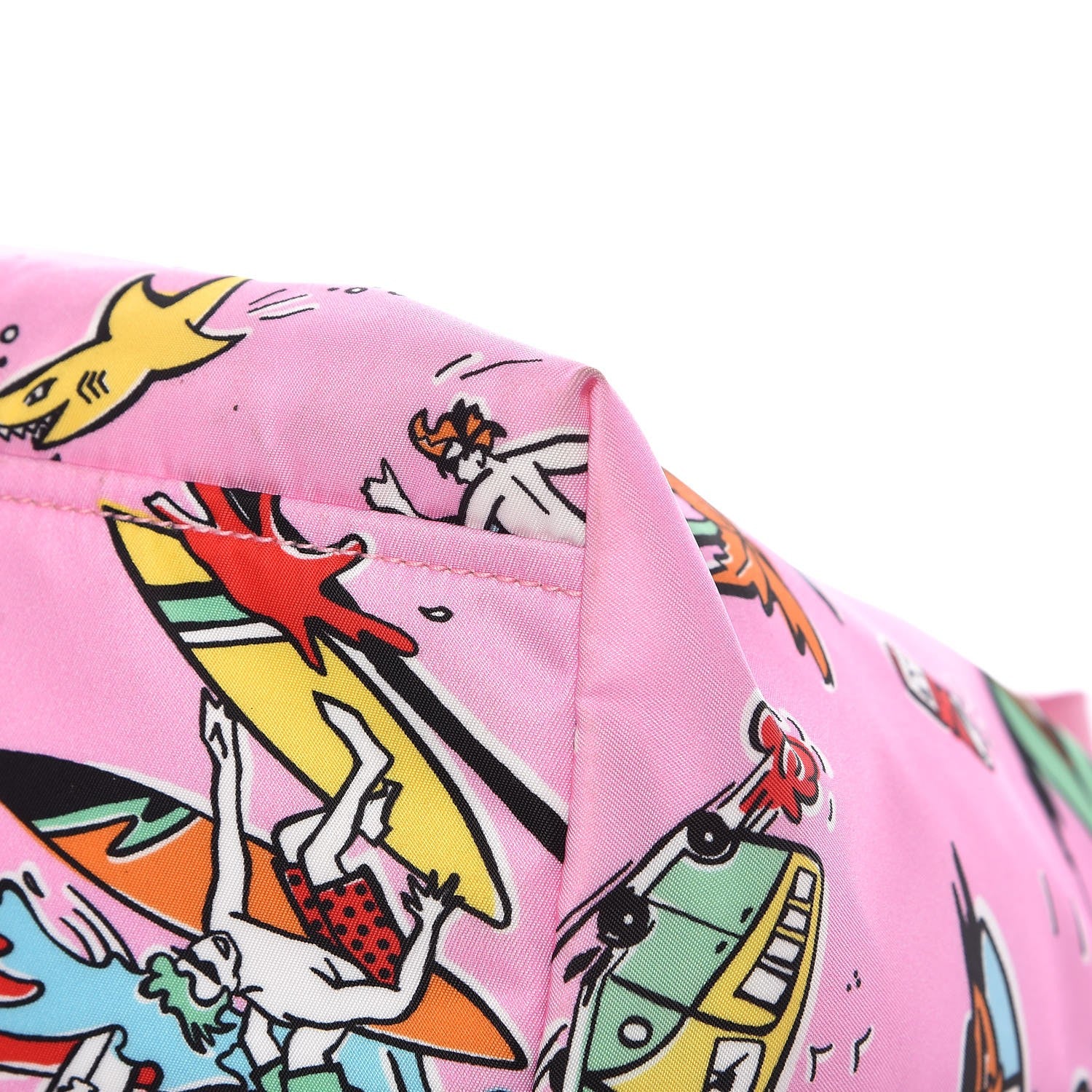 Prada Tessuto Stampato Nylon Saffiano Surf Print Tote Rosa 11 of 11