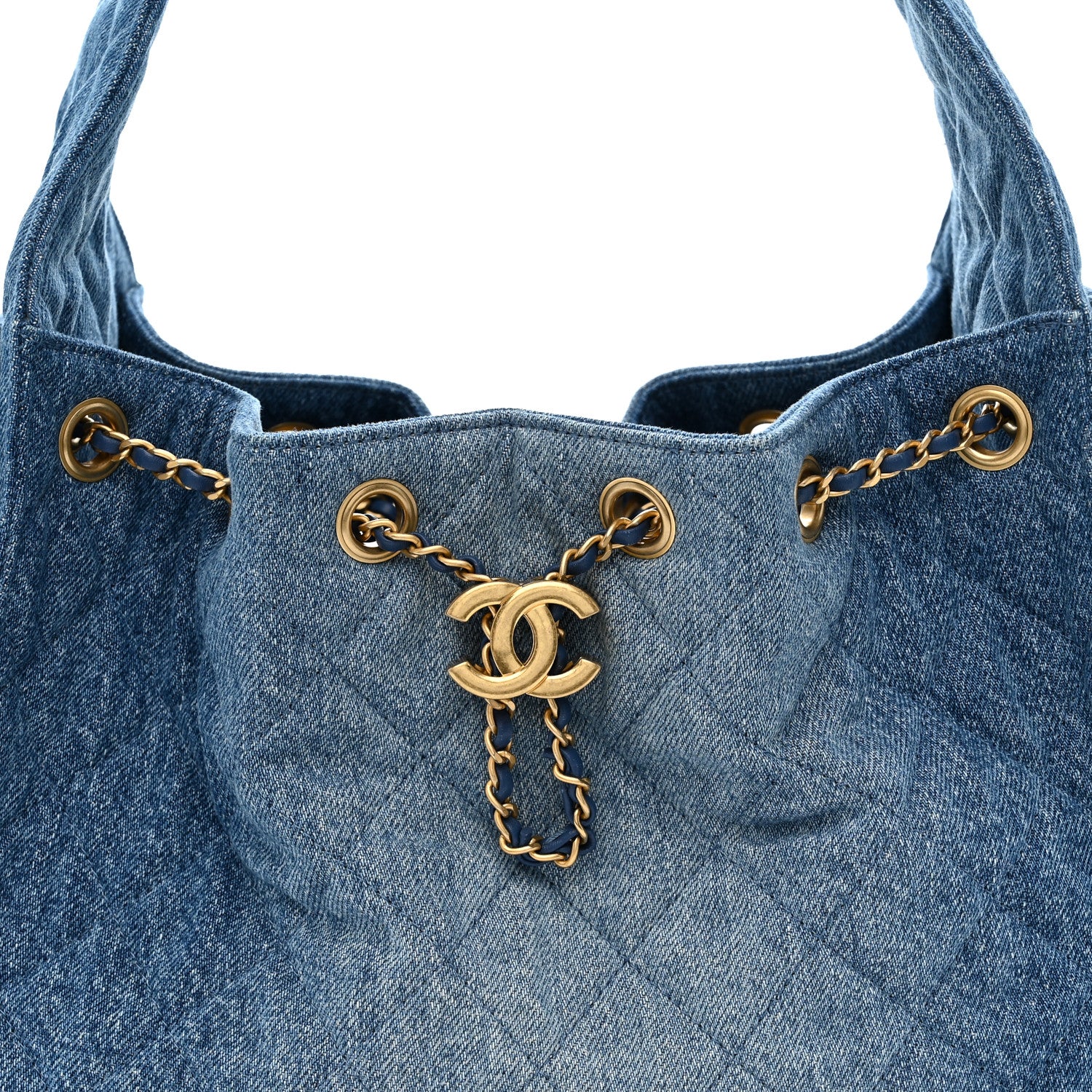 Chanel Washed Denim Quilted Small Chanel 25 Handbag Blue Blue 8 of 10