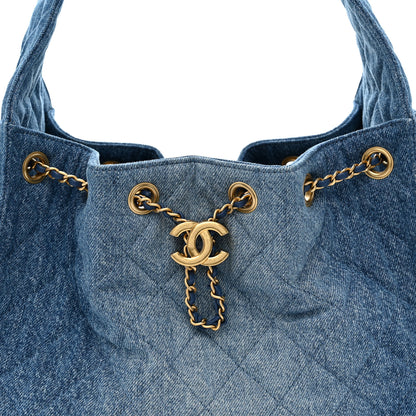 Chanel Washed Denim Quilted Small Chanel 25 Handbag Blue Blue 8 of 10