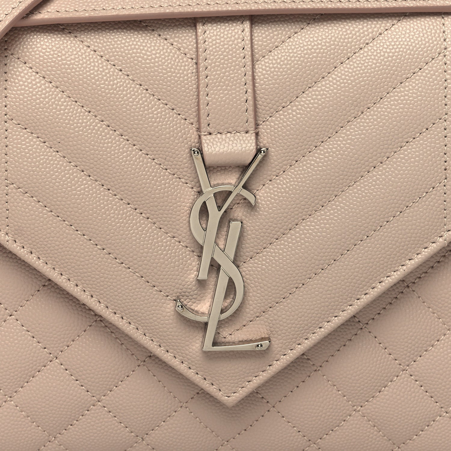 Saint Laurent Grain De Poudre Textured Mixed Matelasse Medium Triquilt Monogram Satchel Marble Pink 7 of 9