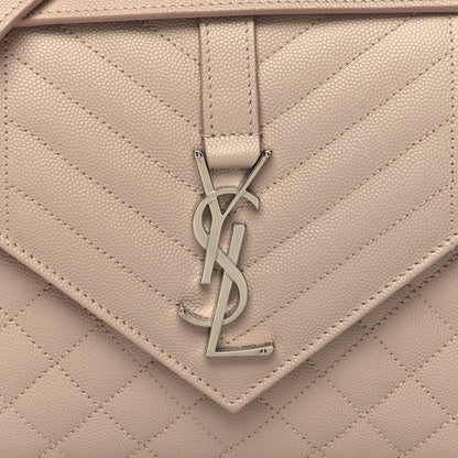Saint Laurent Grain De Poudre Textured Mixed Matelasse Medium Triquilt Monogram Satchel Marble Pink 7 of 9