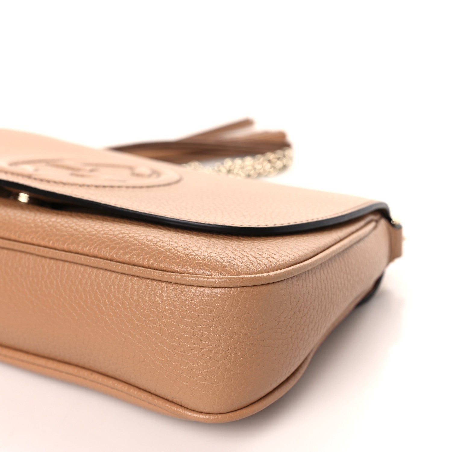 Gucci Pebbled Calfskin Medium Soho Flap Crossbody Camelia 9 of 9