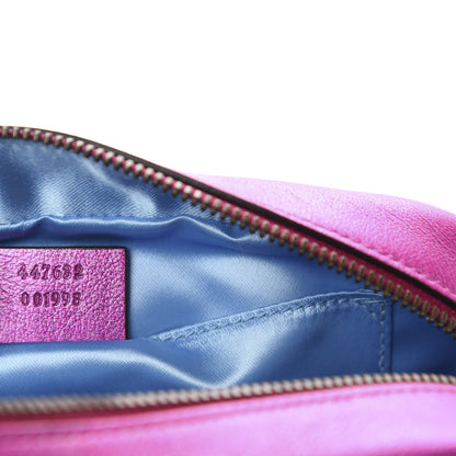Gucci Laminated Nappa Matelasse Small GG Marmont Chain Shoulder Bag Fuxia Rosso Rosa 9 of 10