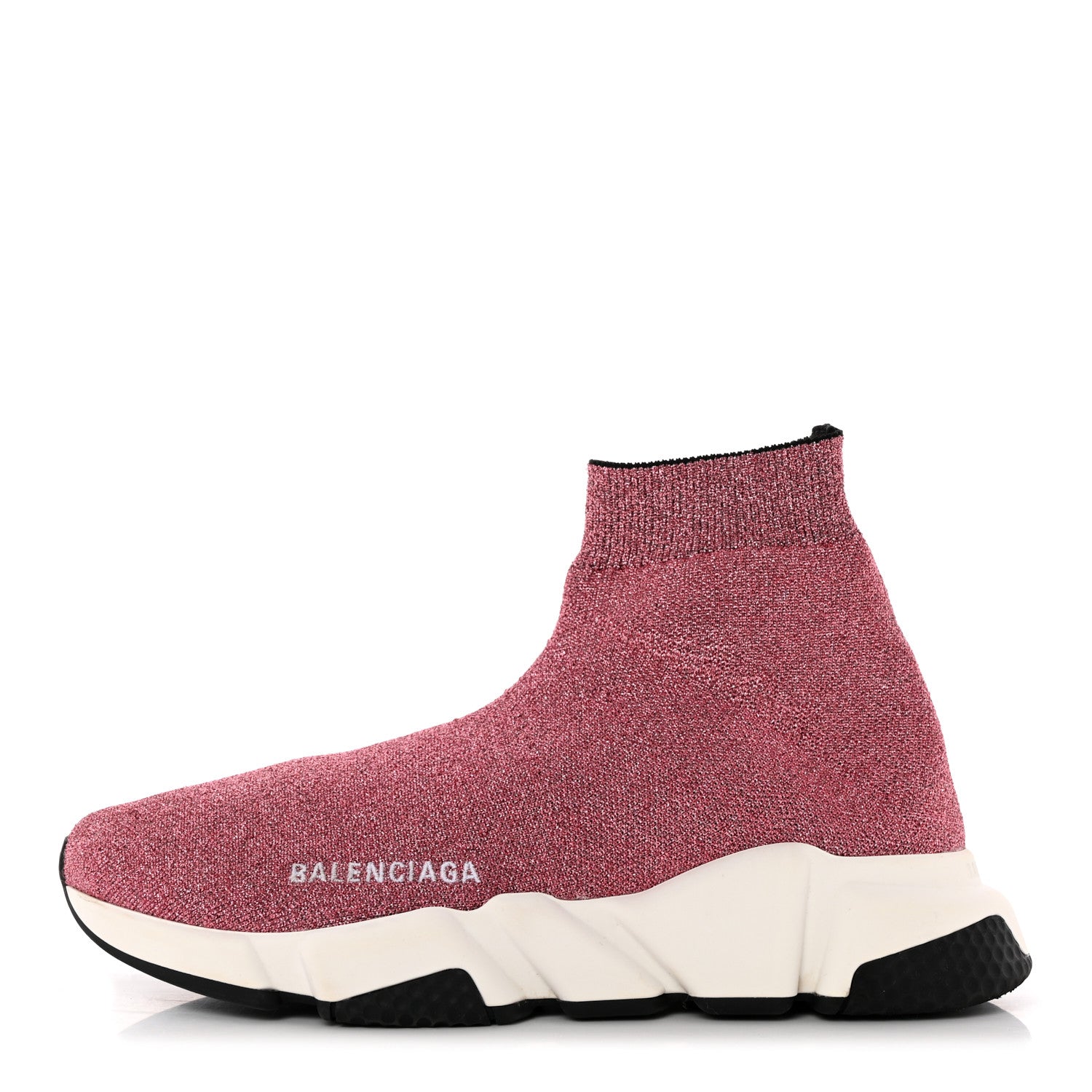 Balenciaga Laminated Knit Bi-Color Sole Womens Speed Sneakers 38 Pink White Black 1 of 15